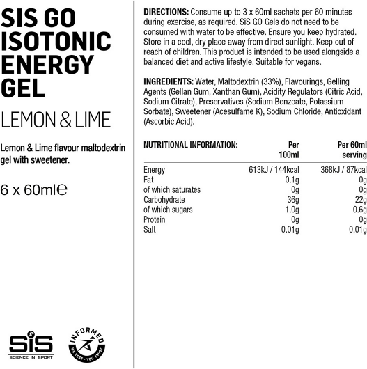 SIS Go Isotonic geeli sikspäkki Sitruuna-Lime